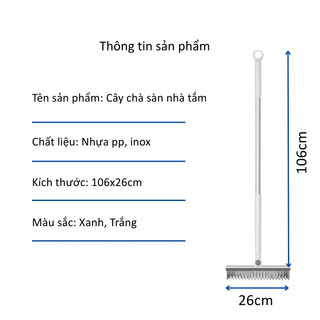 Cây Chà Sàn Nhà Tắm Gạt Nước 2 Trong 1, Chổi Cọ Sàn Góc Tường Đầu Xoay 180 Độ Cán Dài Chống Gỉ