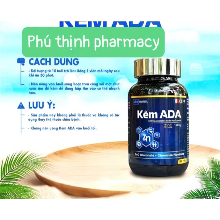 Kẽm ADA 60 viên, hỗ trợ đề kháng,sức khỏe nam giới