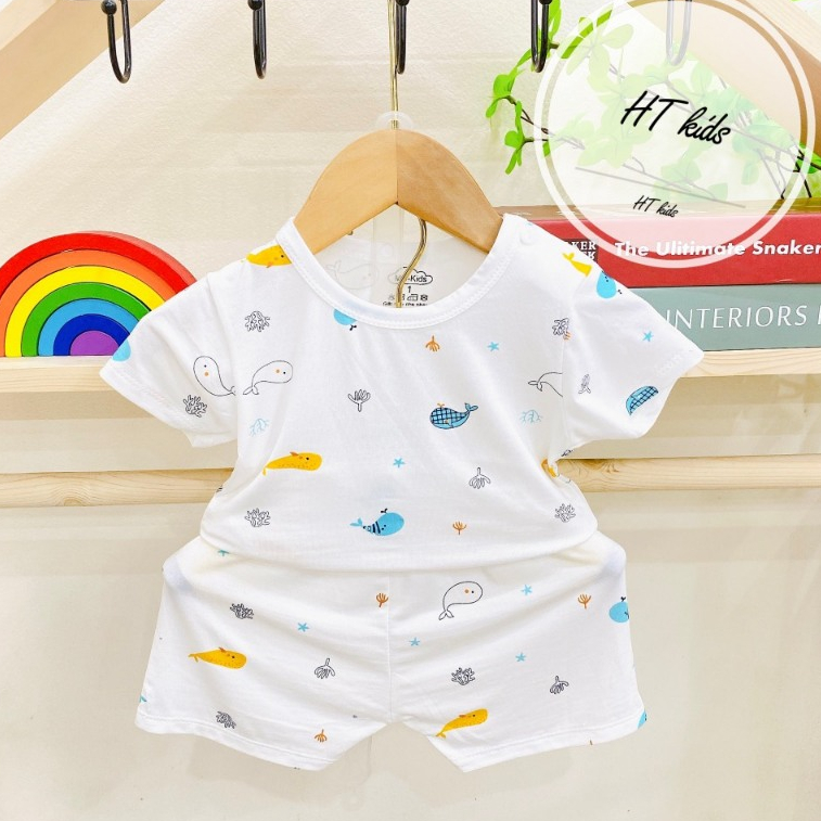 Bộ cộc tay thun lạnh peptit mềm mịn, thông thoáng ,chất đẹp in cả thân phong cách hàn quốc cho bé trai/bé gái Saubabi