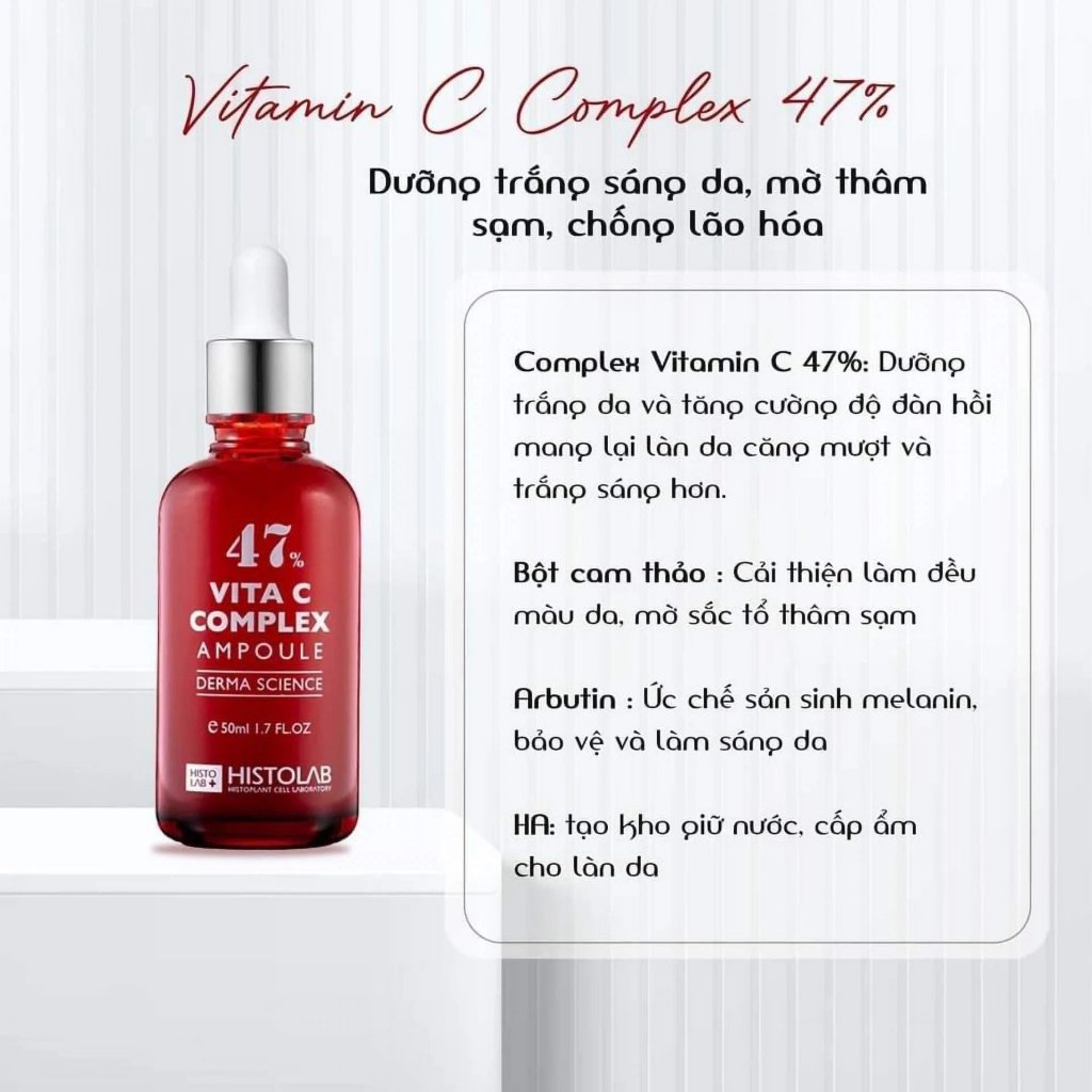 [HÀNG CÔNG TY] Tinh chất dưỡng sáng và làm đều màu da HISTOLAB 47 Vita C complex ampoule 50ML