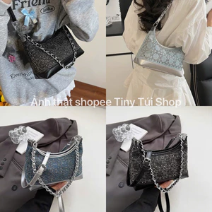 Túi xách đính đá kẹp nách kèm dây đeo chéo siêu xinh