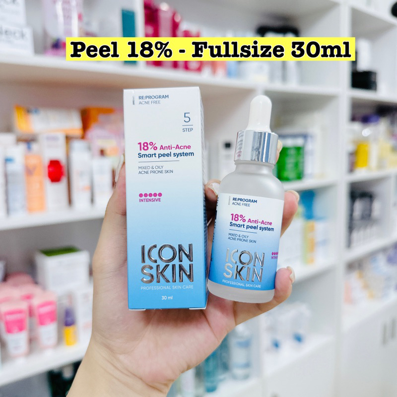 [ĐẠI LÝ CHÍNH HÃNG] Peel Icon Skin 18% Anti-Acne Smart peel system 30ml - Peel không bong, làm sáng da