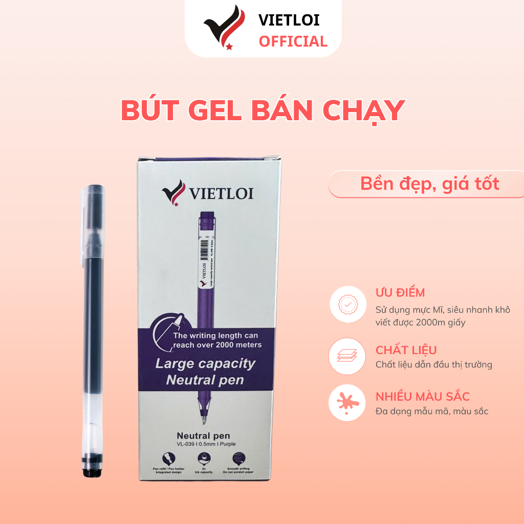 Bút Gel dùng cho học sinh, văn phòng VIỆT LỢI - VL039