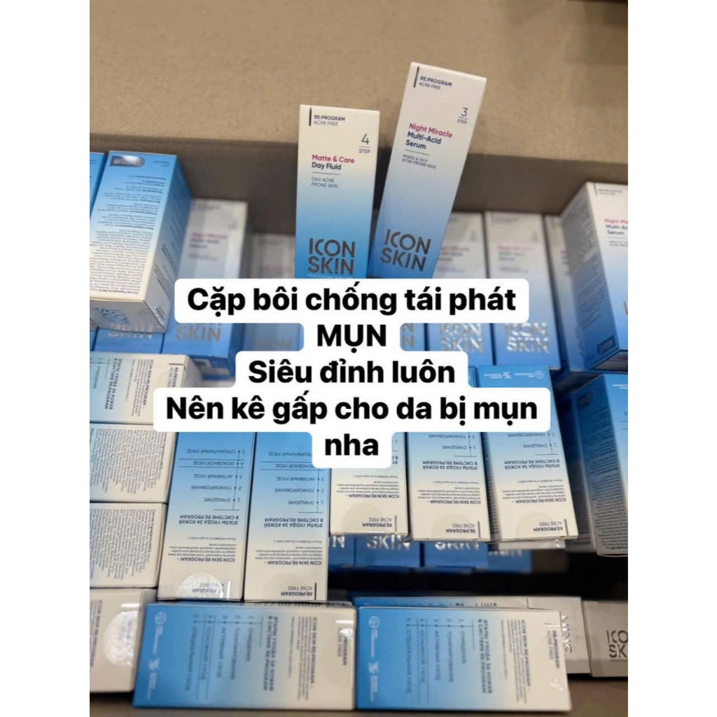 [ĐẠI LÝ CHÍNH HÃNG] Kem Dưỡng Ngày & Serum Đêm Icon Skin Giảm Mụn, Làm Mờ Thâm, Kiểm Soát Dầu[tặng mặt nạ]