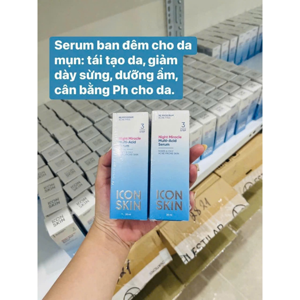 [ĐẠI LÝ CHÍNH HÃNG] Kem Dưỡng Ngày & Serum Đêm Icon Skin Giảm Mụn, Làm Mờ Thâm, Kiểm Soát Dầu[tặng mặt nạ]