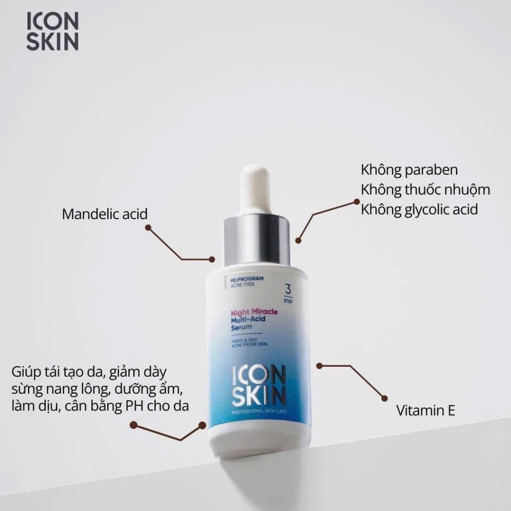 [ĐẠI LÝ CHÍNH HÃNG] Kem Dưỡng Ngày & Serum Đêm Icon Skin Giảm Mụn, Làm Mờ Thâm, Kiểm Soát Dầu[tặng mặt nạ]