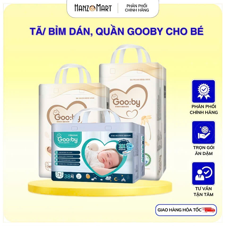 Tã Bỉm Gooby Hàn Quốc Cao Cấp size dán/quần NB/S/M/L/XL/XXLĐủ Size M/L/XL/XXL Cho Bé Từ 6kg - 24kg