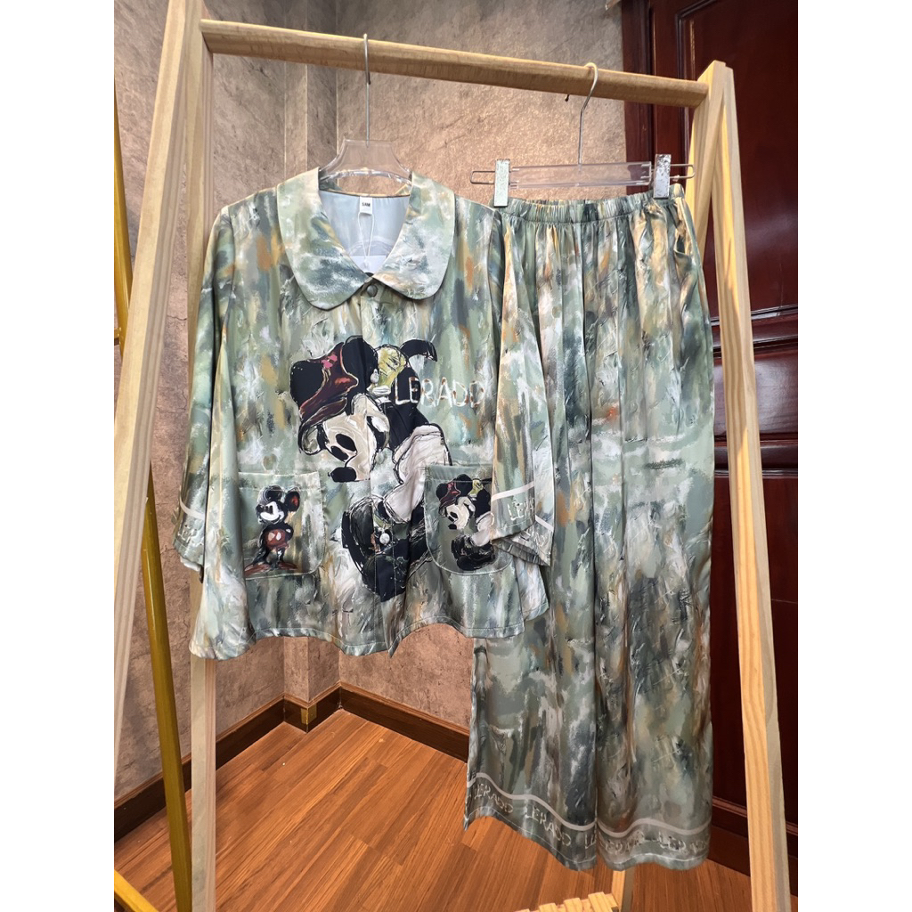 40-65kg Bộ pijama cổ sen tay lỡ loe Thiết Kế siêu sang lụa latin mềm mát