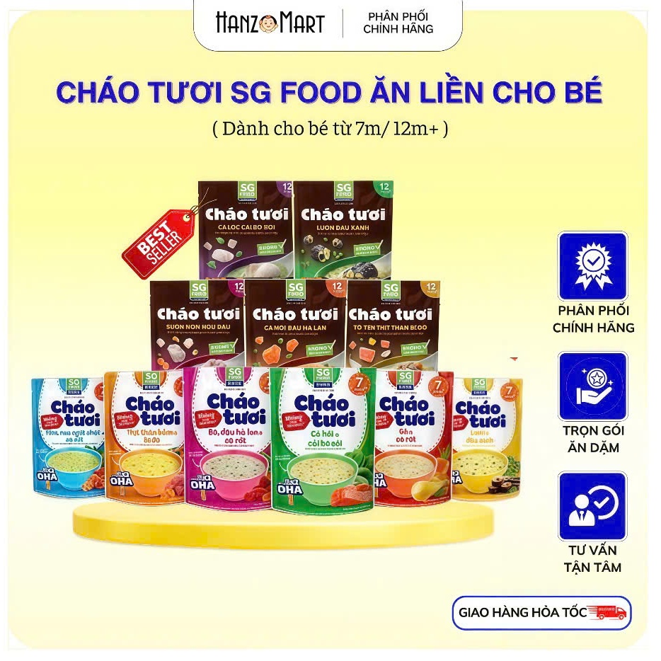 Cháo tươi sg food ăn liền cho bé ăn dặm ngon bổ dưỡng date xa hanzomart