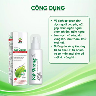 Dung dịch vệ sinh phụ nữ Nữ Vương Gel + giúp Giảm Viêm Nhiễm Nấm Ngứa, Làm Sạch Vùng Kín chai 100ml