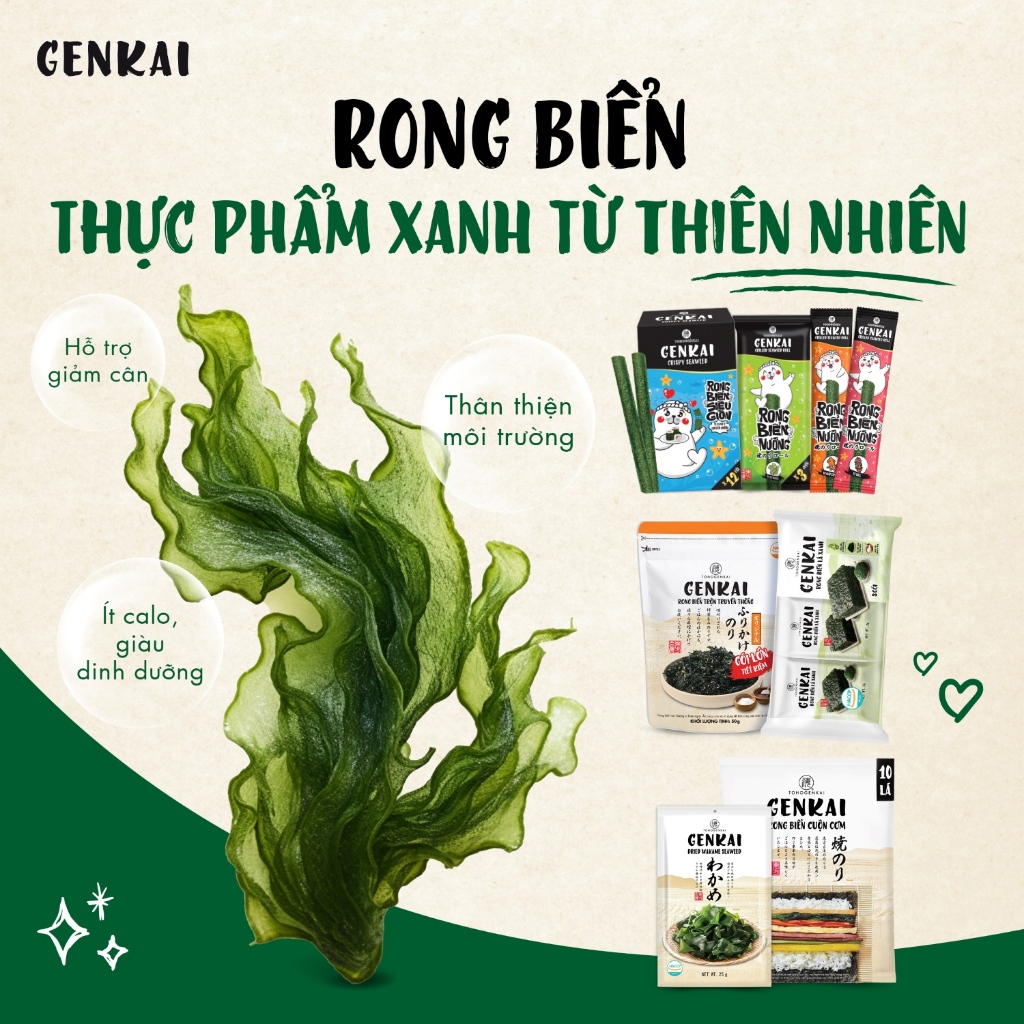 Date 23/9 Rong Biển Genkai 27g Ăn Liền, Snack Rong Biển Giòn Rụm Thơm Ngon, Mua 6 Tặng 3 Bịch