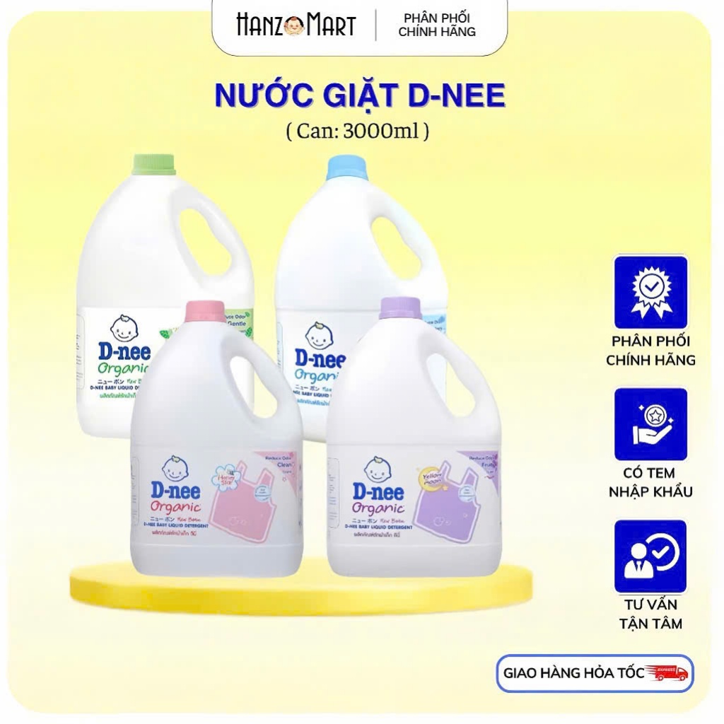 Nước giặt quần áo em bé Dnee 3000ml - Nước Giặt Xả Thái Lan 2 In 1 Hãng Chính Hãng hanzomart
