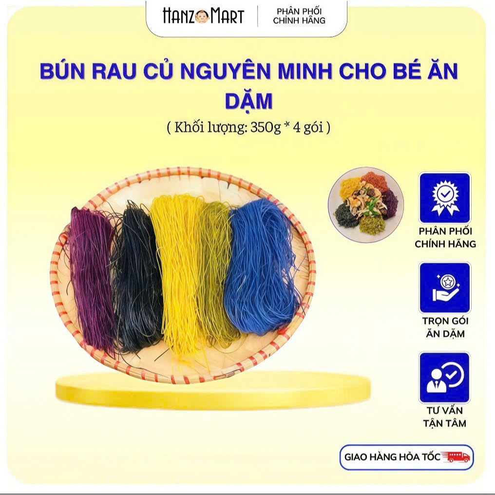 Bún rau củ Nguyên Minh cho bé ăn dặm đủ 5 vị 300gr Hi MaMa