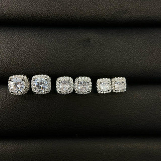Bông tai nam nữ nụ vuông, nụ tròn đính đá size 6mm 8mm 9.5mm