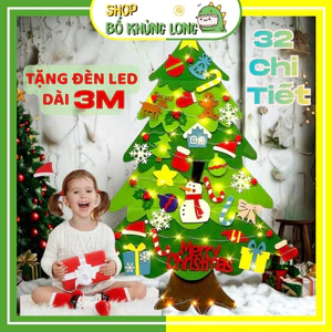 Set Cây Thông Noel Vải Nỉ Tự Trang Trí Dịp Giáng Sinh Cây Thông Noel Dán Tường 32 Chi Tiết Kèm Đèn BỐKHỦNGLON
