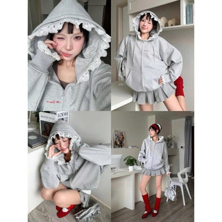 🔥Gemini_store//Áo Hoodie Lace Up Regods – Phối Ren Nón & Tay Siêu Xinh