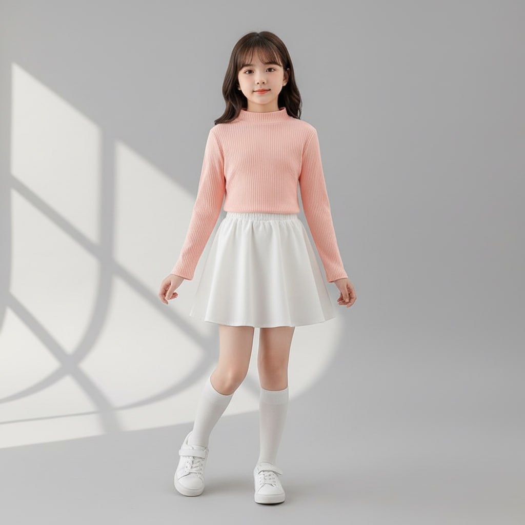 Áo tăm len gân cho bé gái size đại BEESHOP D25068