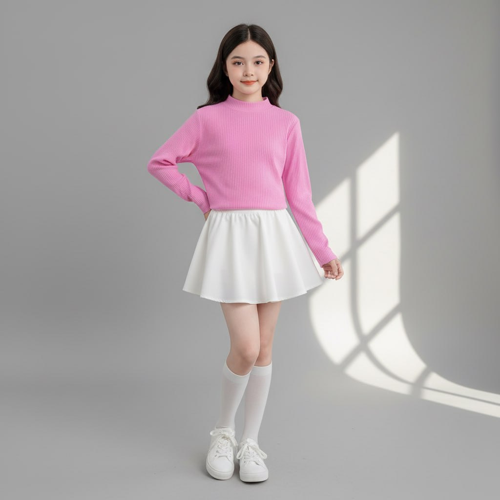 Áo tăm len gân cho bé gái size đại BEESHOP D25068