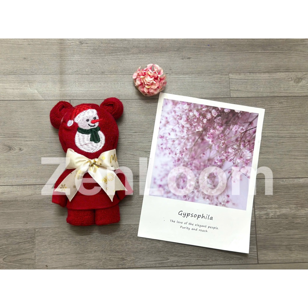 Khăn mặt thêu Noel gấp hình gấp Cotton 100% 30x50cm quà tặng