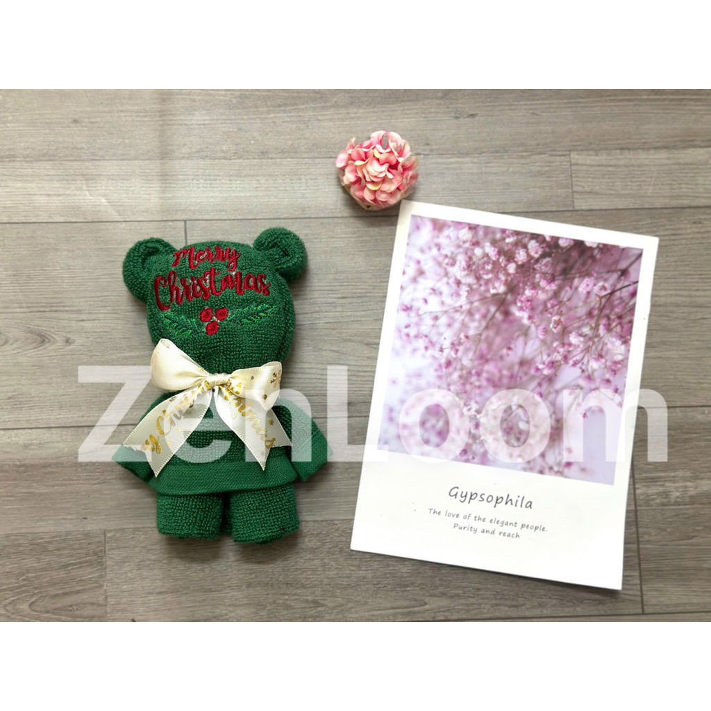 Khăn mặt thêu Noel gấp hình gấp Cotton 100% 30x50cm quà tặng