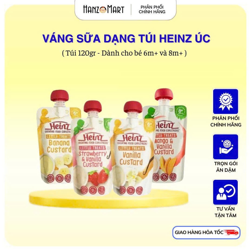Váng Sữa Heinz Custard 120g, cho bé từ 6 tháng trở lên Úc hanzomart