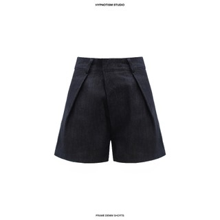 HYPNOTISM | FRAME DENIM SHORTS - Quần short denim basic cạp cao xếp ly