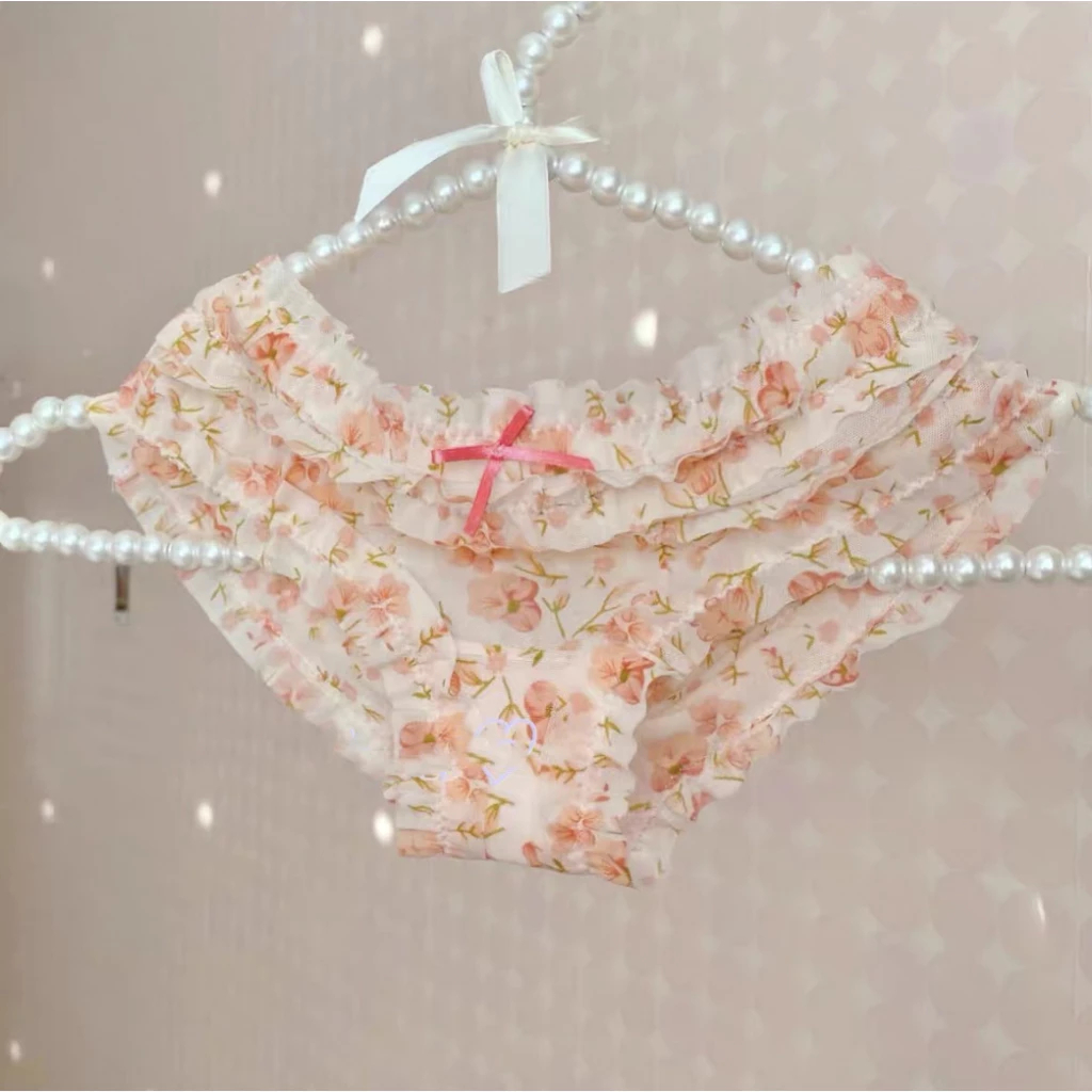 [Peinn] Quần lót lưng thun nhún bèo cạp cao, quần lót nữ sexy ren mềm mại  - HT022