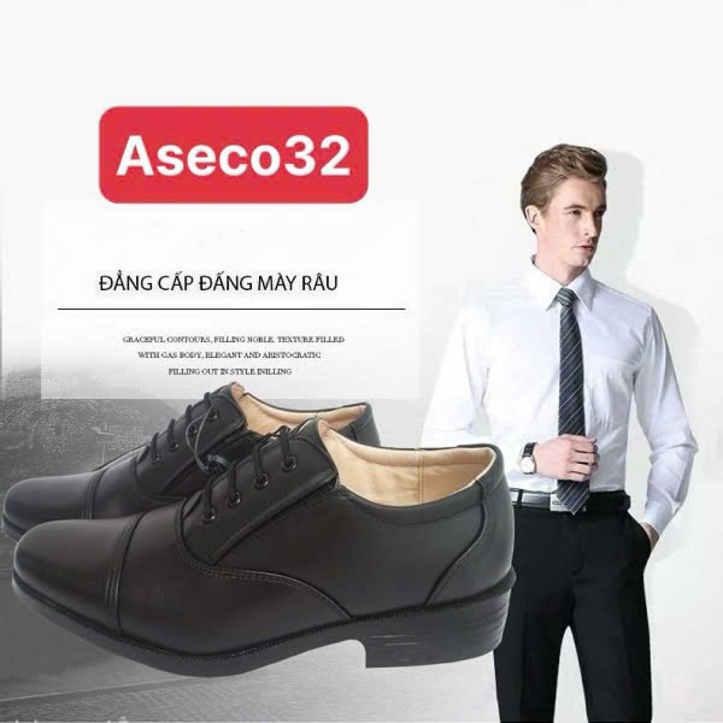 Giày Da Nam Oxford ASECO 608, Da Bò Nappa Chống Thấm, Lót Da Tự Nhiên, Đế Cao Su Chống Trượt