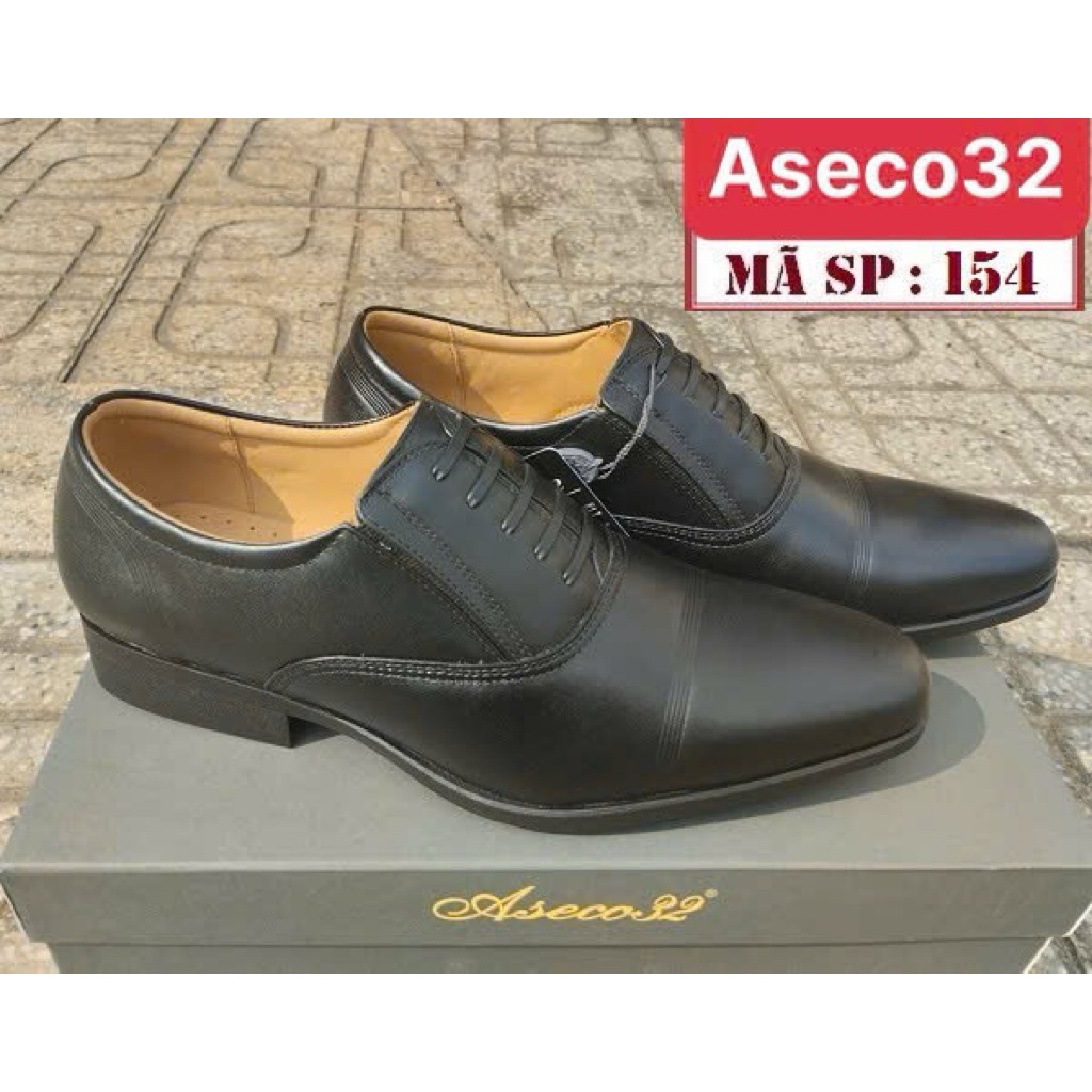 Giày Da Nam Cao Cấp ASECO 154, Da Bò Nappa Mềm Mịn, Đế PVC Êm Bền, Thiết Kế Lịch Lãm