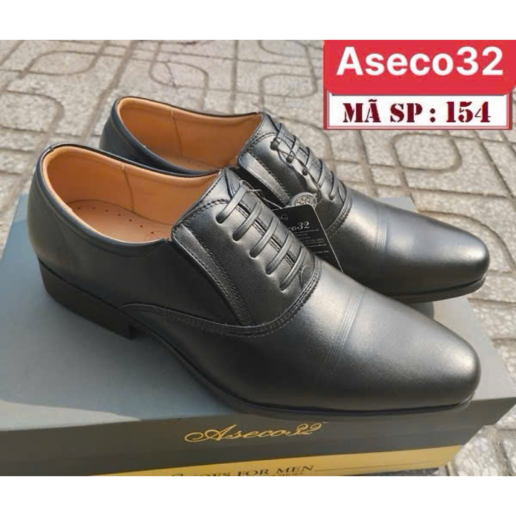 Giày Da Nam Cao Cấp ASECO 154, Da Bò Nappa Mềm Mịn, Đế PVC Êm Bền, Thiết Kế Lịch Lãm