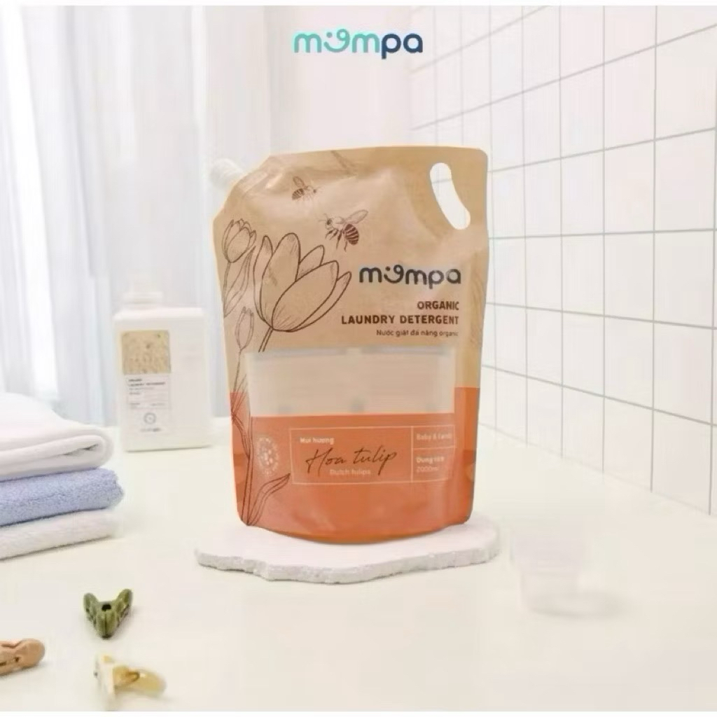 Nước Giặt Mompa Biotech – Dịu Nhẹ Cho Da Bé – 5 Mùi Hương Cao Cấp – Sạch Sâu & Thơm Lâu – Túi 2000ml