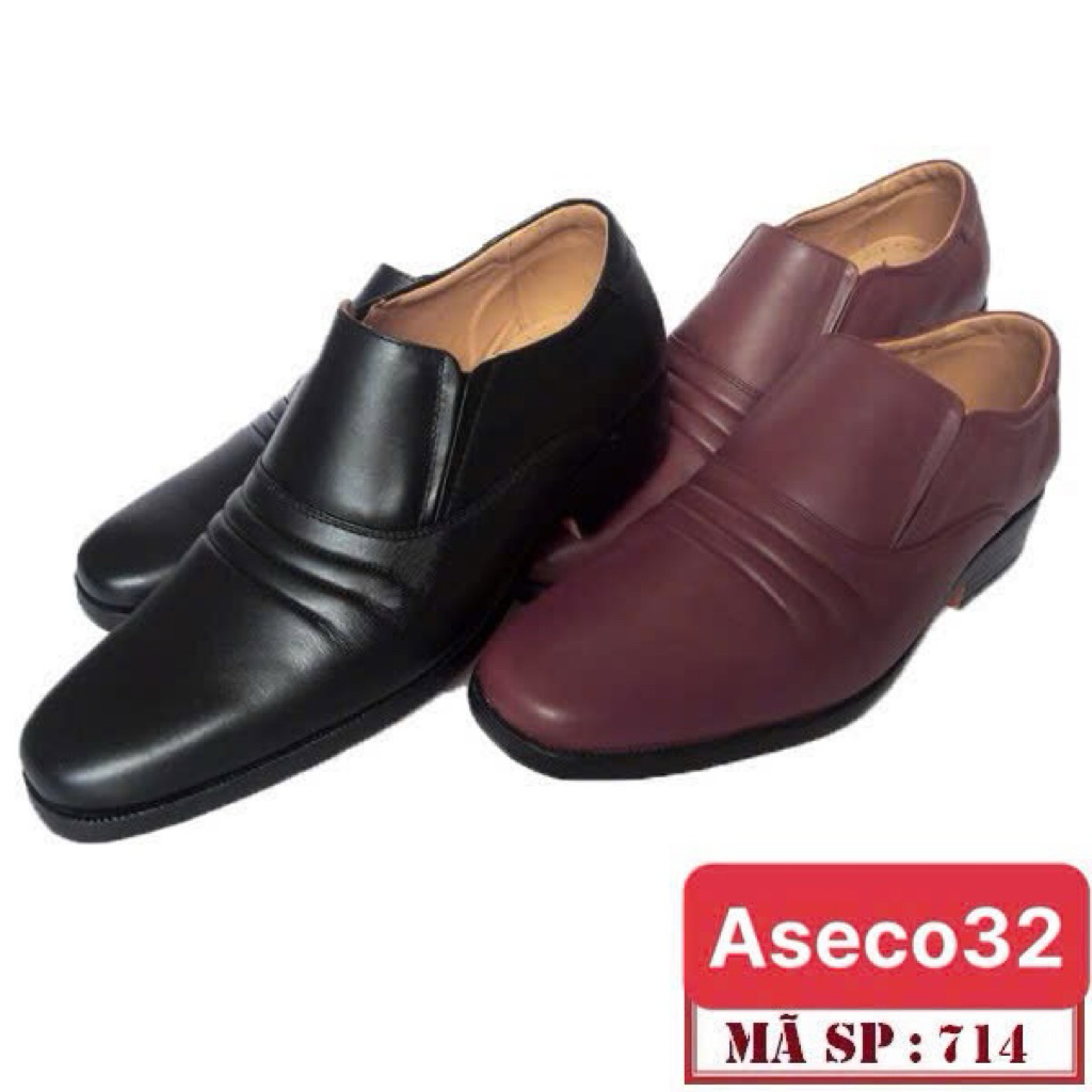 Giày Da Nam Cao Cấp ASECO 32 - 714, Da Bò Nappa Mềm Mịn, Đế Polyether Êm Nhẹ, Phong Cách Lịch Lãm
