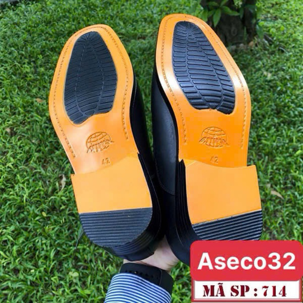 Giày Da Nam Cao Cấp ASECO 32 - 714, Da Bò Nappa Mềm Mịn, Đế Polyether Êm Nhẹ, Phong Cách Lịch Lãm