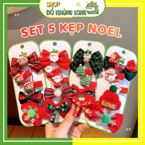 Set 5 Kẹp Tóc Giáng Sinh Noel Cho Bé Phụ Kiện Cài Tóc Cho Bé Mùa Noel - BỐ KHỦNG LONG