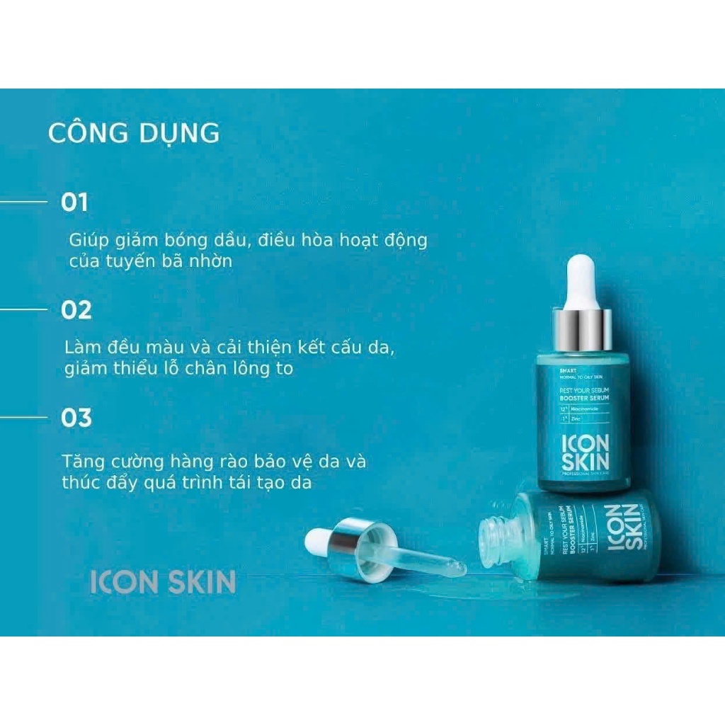 [ĐẠI LÝ CHÍNH HÃNG] Tinh Chất ICON SKIN Niacinamide 12% Kiềm Dầu Thu Nhỏ Lỗ Chân Lông, Phục Hồi và Làm Dịu Da 30ML