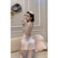 HT28 Váy ngủ sexy viền ren hoa ngực dây buộc hở lưng,đồ ngủ lụa cổ yếm mặc nhà gợi cảm HT28