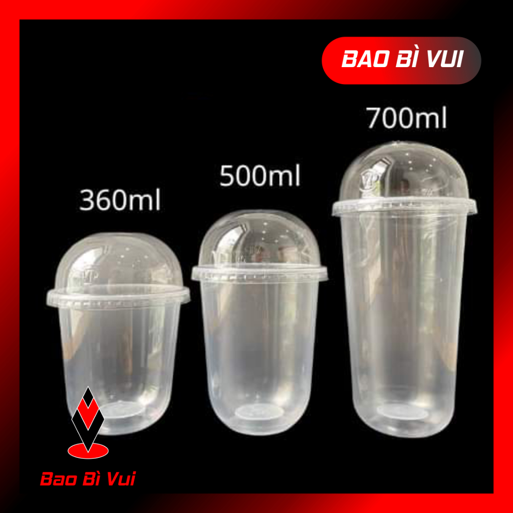 [Lốc 50 cái ] Ly nhựa PP đáy bầu loại dày  - BAO BÌ VUI