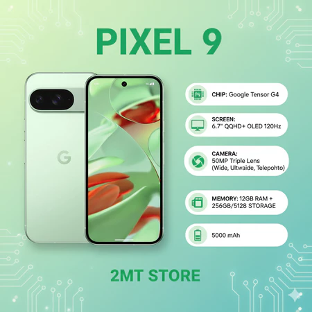 Điện Thoại Google Pixel 9 Quốc Tế Like New Ram 12G Tần Số Quét 120hz Bộ Nhớ 128G 256G