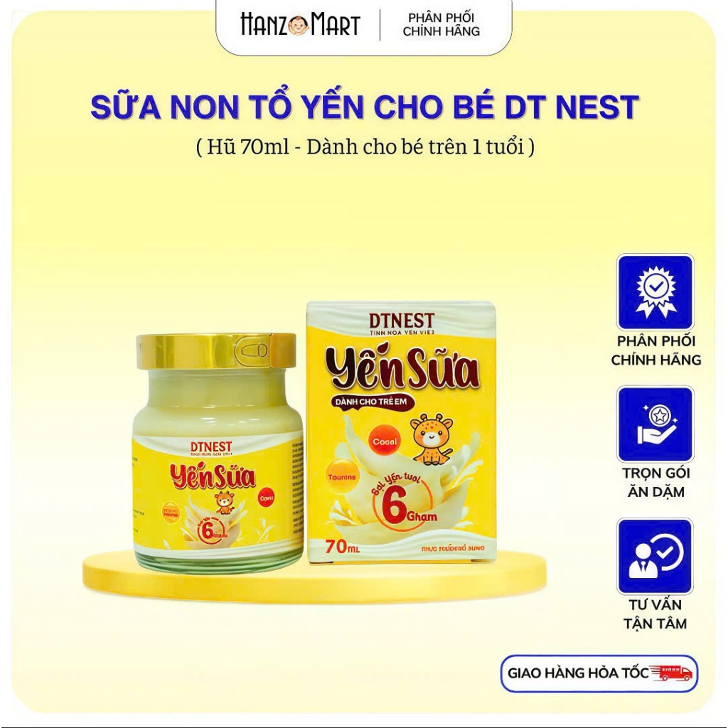 Sữa non tổ yến dành cho trẻ em dt nest Khánh Hòa với 30% yến nguyên chất - Hũ 70ml
