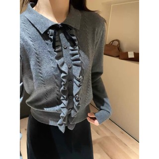 Áo Len Bèo Nữ Cổ Polo Đính Nơ 247store Chất Len Mềm Mịn Nữ Tính Alebeo8755