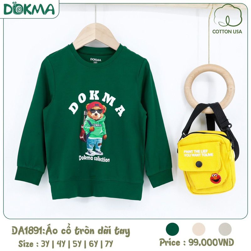(10-19kg) Áo Phông Bé Trai Dài Tay Chất Liệu Cotton Dokma DA3306 DA1891 DA1893