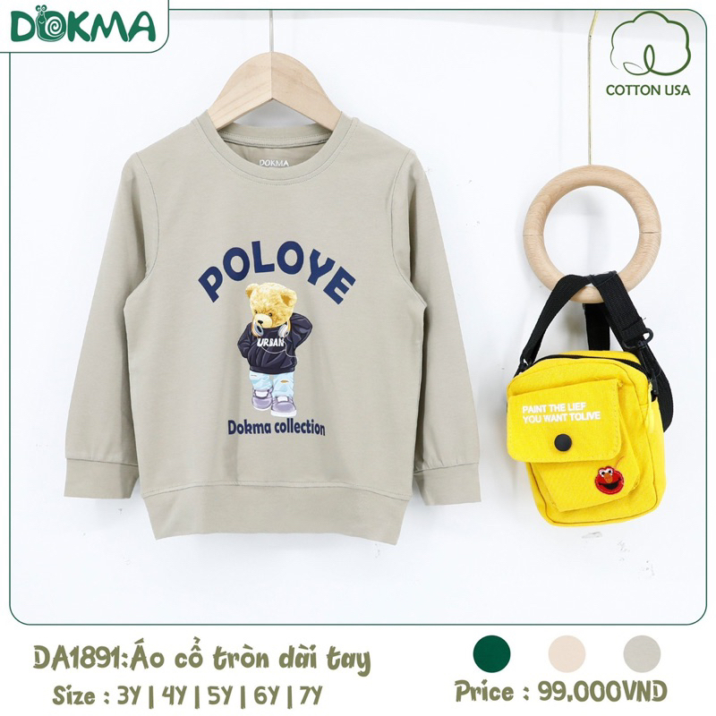 (10-19kg) Áo Phông Bé Trai Dài Tay Chất Liệu Cotton Dokma DA3306 DA1891 DA1893
