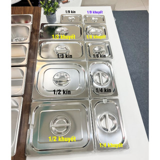 Nắp inox khay đựng thạch topping GN 1/9-1/6-1/4-1/3 (nắp kín/nắp khuyết)