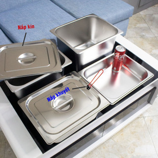 Nắp inox khay đựng thạch topping GN 1/9-1/6-1/4-1/3 (nắp kín/nắp khuyết)