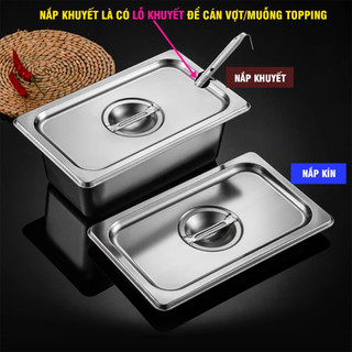 Nắp inox khay đựng thạch topping GN 1/9-1/6-1/4-1/3 (nắp kín/nắp khuyết)