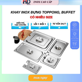 Nắp inox khay đựng thạch topping GN 1/9-1/6-1/4-1/3 (nắp kín/nắp khuyết)