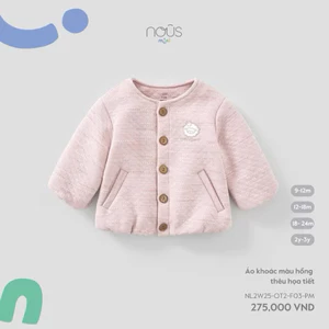 Nous Baby tháng 10 Bộ quần áo dài tay,khoác ấm cho bé cổ trụ phối họa tiết xinh yêu cho bé