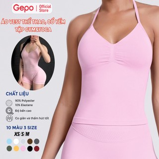 GEPO Áo Thể Thao Gym Yoga Nữ Seamless Dài Chất Dệt Kim Cao Cấp Co Giãn 4 Chiều GP243