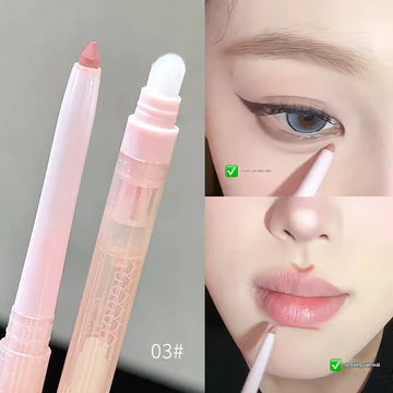 Chì kẻ viền môi hai đầu GELLAS, chì kẻ viền môi màu nude làm đầy đặn kèm cọ môi, mềm mượt và không bị lem