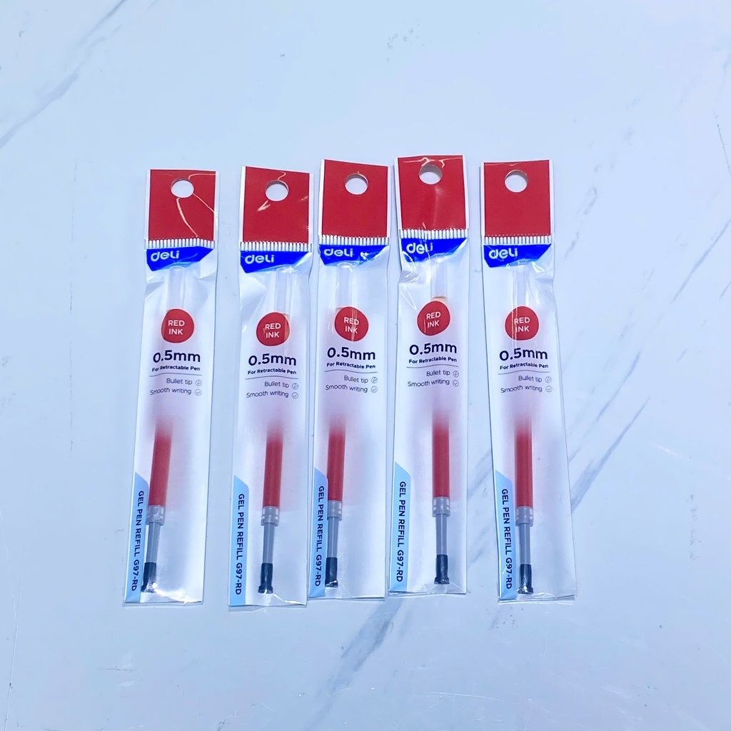 Ruột Bút Bi Nước Béo Deli G97-BK 0.5mm – Mực Xanh/Đen/Đỏ, Viết Êm Mượt, Thay Ruột Tiện Lợi
